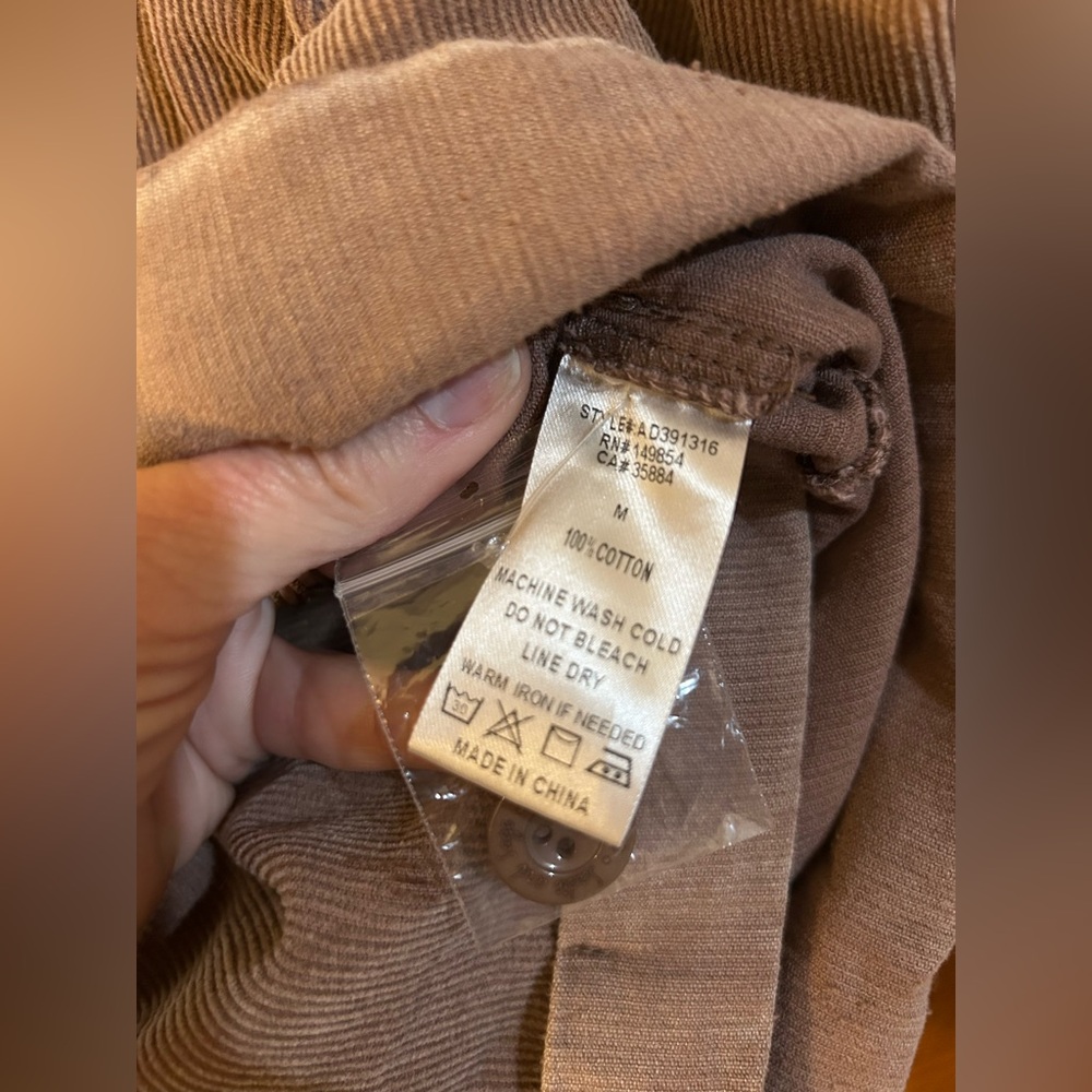 Sadie & Sage Washed Brown Out Corduroy Button-Front Romper Size M # 1036 - Picture 6 of 6